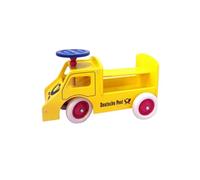 Holz-Wenzel 350430 - Toboggan Car Postal, env. 55,5 × 25 × 33 cm, Véhicule à pédales avec Direction et 4 Roues en Plastique, Jaune, dès 18 Mois