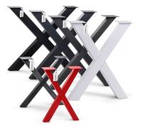 HOLZBRINK 1x Pied de table industriel en X - profil 40x40mm - table à manger - table basse - dimensions 30x43cm - noir