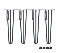 HOLZBRINK 4X Pied de Table en Acier Hairpin, Triple Barre, Pied de Meuble Épingle, Hauteur : 25 cm, Couleur : Gris Anthracite, HLT-13A-25-7016
