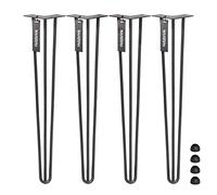 HOLZBRINK 4X Pied de Table en Acier Hairpin, Triple Barre, Pied de Meuble Épingle, Hauteur : 72 cm, Couleur : Acier Brut, HLT-13A-72-0000