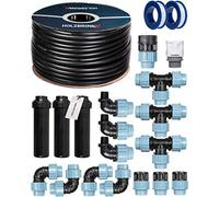 HOLZBRINK Kit de démarrage pour l’Irrigation du Gazon, système d’arrosage enterré de la pelouse : 50 m Tuyau LDPE 25 mm, 3X Arroseur Automatique Pop-up, HTB-11-3-50