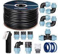 HOLZBRINK Kit de démarrage pour l’Irrigation du Gazon, système d’arrosage enterré de la pelouse : 50 m Tuyau LDPE 25 mm, 1x Arroseur Automatique Pop-up, HTB-11-1-50