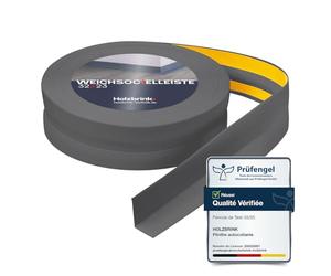 HOLZBRINK Plinthe souple autoadhésive 32x23mm, 25 m | Plinthe PVC pour finition plan de travail, meubles cuisine | Lame PVC adhesive | Couleur : gris foncé