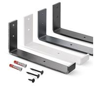 HOLZBRINK Support d’étagère en métal, équerre d’étagère murale, étagère à livres, jardinière, 250mm, Blanc, 1 pièce, HLR-J-250-9016