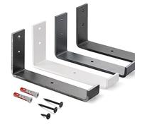 HOLZBRINK Support d’étagère en métal, équerre d’étagère murale, étagère à livres, jardinière, support mural Gris 200mm, 4 pièces, HLR-J-200-7016