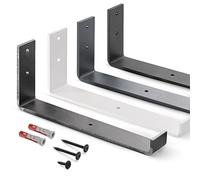 HOLZBRINK Support d’étagère en métal, étagère à livres, étagère de cuisine, jardinière, support mural Noir 300mm, 2 pièces, HLR-J-300-9005