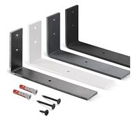 HOLZBRINK support d'étagère métallique, support d'étagère murale, étagère de bricolage, Blanc 250x100x40 mm, 4 pièces, HLR-L-250-9016