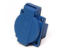 HOLZER Lot de 8 prises encastrées IP44 - Prise encastrable Schuko - 16 A - Pour pièces humides - PA6 - Avec joint à bride - Bleu