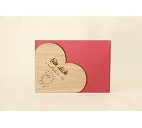 Holzgrusskarten Carte de vœux originale 100% faite à la main en Autriche en bois de chêne, carte postale, avec dicton, pliante, carte postale