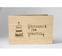 Holzgrusskarten Original Herzlichen Glückwunsch zum Geburtstag - 100% handmade in Autrich, aus Eichenholz hergestellt in Eichenholz Carte cadeau, carte d'anniversaire, carte de vœux, carte postale