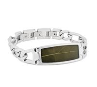 HOLZKERN Bracelet Modulus Leaf pour homme en acier inoxydable, vert/argent