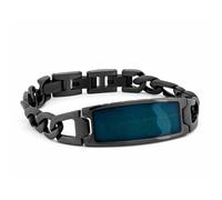 HOLZKERN Bracelet pour homme en acier inoxydable Modulus Leaf bleu/noir