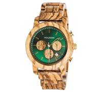 HOLZKERN Montre chronographe pour Homme « Leaf Canopy » Zebrano/Marbre