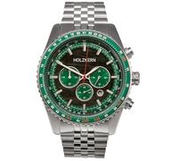 HOLZKERN Montre chronographe pour Homme « Openhorizon » Vert marbre/Couleur argentée