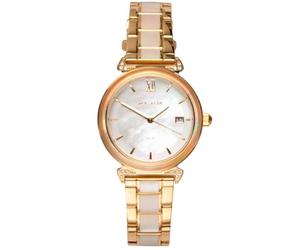 HOLZKERN Montre Solaire pour Femme « Sunglister » en Nacre Blanche/Couleur Or