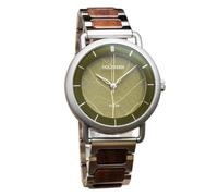 HOLZKERN Montre Solaire pour Homme Lauri Noyer/Feuille Verte