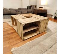 Holzkisten 4er Set 50 x 40 x 30cm mit Regal Lang Vintage Natur