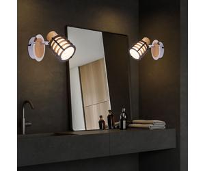Holzleuchte Applique Murale Spot 2er Set Projecteur Mobile Campagne Chrome Bois