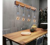 Holzleuchte Lampe à Suspension Lampe Serre-Joint Métal 4x E27 L 85cm