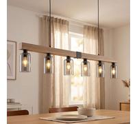 Holzleuchte Lampe Suspendue Lumière pour Salle à Manger Hauteur E27 6 Verre Fumé