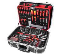 Holzmann Mallette à outils WZK167PRO – 167 pièces, roulettes, poignée extensible 650 mm