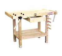 Holzmann Établi en bois WB106MINI 106 cm, étaux intégrés, rangement spacieux pour enfants