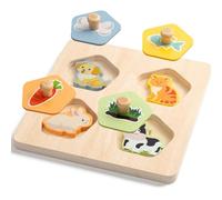 Holzpuzzle AB 1 Jahr, Montessori Spielzeug, Farbiges Nahrungsketten, Jeu Éducatif Idéal pour Cadeau de Noël ou Anniversaire, Puzzle d'association d'animaux,Jouet en Bois Fille Garcon