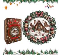 Holzpuzzle Für Erwachsene - Weihnachtskranz-Muster Aus Holz, Interaktives Weihnachtsdekorationsspiel, Langlebiges Weihnachtskunst-Puzzle, Schönes Sammlerstück | Kreatives Geschenk Für Ehemann, Ehefrau