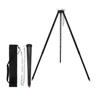 Holzsammlung 110CM Trépied de Barbecue Trépied De Cuisine Barbecue Suspendu Trépied Trépied BBQ avec Gril Suspendu Réglable en Hauteur(Argenté)