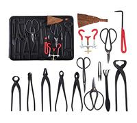 Holzsammlung 14 Pièces Ensemble d'Outils de Jardinage, avec Coupe Ciseaux en Acier Au Carbone, Coupe-Bordures Concave, Coupe-Bordures, Pince à bonsaï, Cadeaux de kit Jardinage pour Homme et Femme
