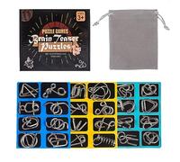 Holzsammlung 24 Pièces Casse Tete Metallique, Jeux Casse Tête Metal, Métallique Wire Set Mini IQ Puzzle, Esprit Test Jeu Educatif Logic Jouet Classique Cadeau pour Adulte et Enfant