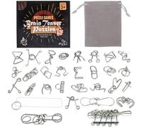 Holzsammlung 30 Pièces Casse Tete Metallique, Jeux Casse Tête Metal, Métallique Wire Set Mini IQ Puzzle, Esprit Test Jeu Educatif Logic Jouet Classique Cadeau pour Adulte et Enfant