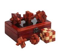 Holzsammlung 6 Pièces Casse-Tête en Bois Puzzle 3D Jeu de Logique Educatif Jeu de Patience Jigsaw Lock Cube, Intelligence Géométrie Logique Défi Jouet IQ Jeu de Réflexion pour Enfants et Adultes