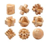 Holzsammlung 9 Pièces 3D Puzzle Casse Tête en Bois, Jeu Casse Tête, Jouets d'intelligence éducative, IQ Test Disentanglement Puzzles,Jouets pour des Enfants et des Adolescents#D