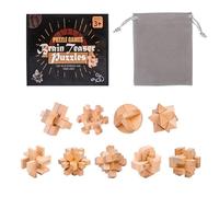 Holzsammlung 9 Pièces Casse Tete Bois, Jeux Casse Tête, 3D IQ Puzzle Mini Casse-tête en Bois, Esprit Test Jeu Educatif Intellectuel Logic Jouet Classique Cadeau pour Adulte Adolescent Enfant, 4.5cm