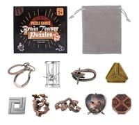Holzsammlung 9 Pièces Casse Tete Metallique, Jeux Casse Tête Metal, Métallique Wire Set IQ Puzzle, Esprit Test Jeu Educatif Logic Jouet Classique Cadeau pour Adulte et Enfant