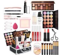 Holzsammlung All in One Kit de Maquillage Complet, Coffret Cadeau Femme Maquillage avec Ombres Paupière, Rouge à Lèvre, Pinceaux, Bâton Contour, Correcteur, Mascara, Fard à Joues, Poudre - Kit102A