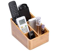 Holzsammlung Boîte de rangement de bureau, 4 Compartiments en Bambou Multi-Fonctionnels Organisateur Télécommande TV Home Articles divers, Rangement en bois boîte de Cosmétique #3