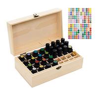 Holzsammlung Boîte de Rangement en Bois pour Huiles Essentielles, Boîte d’Huile Aromathérapie de Stockage Organisateur pour 36 Bouteilles, Étui de Transport pour Voyage, Présentation, Vernis à Ongles
