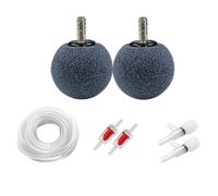 Holzsammlung Bulleur Aquarium, 50 mm Bulleur Aquarium Silencieux, Diffuseur d'Oxygène Rond avec 2 Nano Bubble Air Stone, 6 m Tuyau Air, 2 Clapets Anti-Retour, 2 Vannes Régulation en Plastique