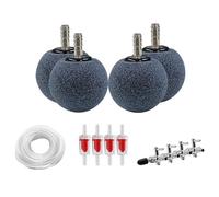 Holzsammlung Bulleur Aquarium, 50 mm Bulleur Aquarium Silencieux, Diffuseur d'Oxygène Rond avec 4 Nano Bubble Air Stone, Tuyau Air de 6 m, 4 Clapets Anti-Retour, 1 Vanne Régulation 4 Voies en INOX