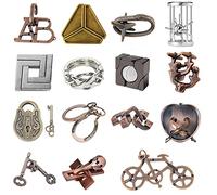 Holzsammlung Casse-tête en Métal Set 15 Pièces,Jouet de Puzzle en Métal,Jouets d'intelligence éducative,IQ Test Disentanglement Puzzles,Jouets pour des Enfants et des Adolescents#01