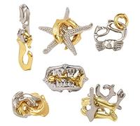 Holzsammlung Casse-tête en Métal Set 6 Pièces,Jouet de Puzzle en Métal,Jouets d'intelligence éducative,IQ Test Disentanglement Puzzles,Jouets pour des Enfants et des Adolescents#06