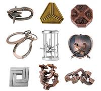 Holzsammlung Casse-tête en Métal Set 9 Pièces,Jouet de Puzzle en Métal,Jouets d'intelligence éducative,IQ Test Disentanglement Puzzles,Jouets pour des Enfants et des Adolescents#04