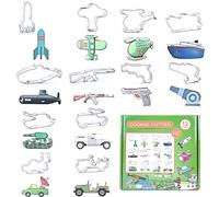 Holzsammlung Lot de 12 Emporte-pièces, Coupe-Biscuits en Acier Inoxydable, Moule à Biscuits pour Découper Pâte, Militaire Dessin Animé Forme Cookie Cutter pour Déco de Gâteau, DIY Pâtisserie, Sandwich