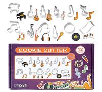 Holzsammlung Lot de 12 Emporte-pièces, Coupe-Biscuits en Acier Inoxydable, Moule à Biscuits pour Découper Pâte, Musique Dessin Animé Forme Cookie Cutter pour Déco de Gâteau, DIY Pâtisserie, Sandwich