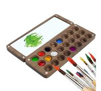 Holzsammlung Palette de carnet de Croquis, Mini Support de Peinture de Voyage Aquarelle Vide en Bois, Boîte de Palette de Rangement de 24 Grilles pour Gouache, Peinture Acrylique, 16 x 6 x 1.8 cm