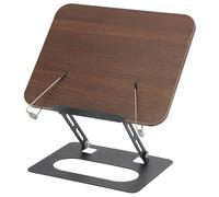 Holzsammlung Support de Livre pour la Lecture, Porte de Livres de Cuisine Pliable en Bois avec Base Fixe, Support de Livre de Recettes avec Clips de Page Élastiques pour Magazines, Ordinateur Portable