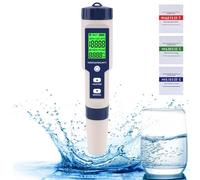 Holzsammlung Testeur pH et Sel Piscine,5 en 1 PH Mètre Numérique, avec Écran LCD, Testeur pH Conductivité Sel EC TDS Temp pour Aquarium, Spa, Eau Potable, Hydroponique