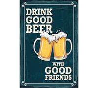 Holzschild 18x12 cm Drink good Beer with good friends